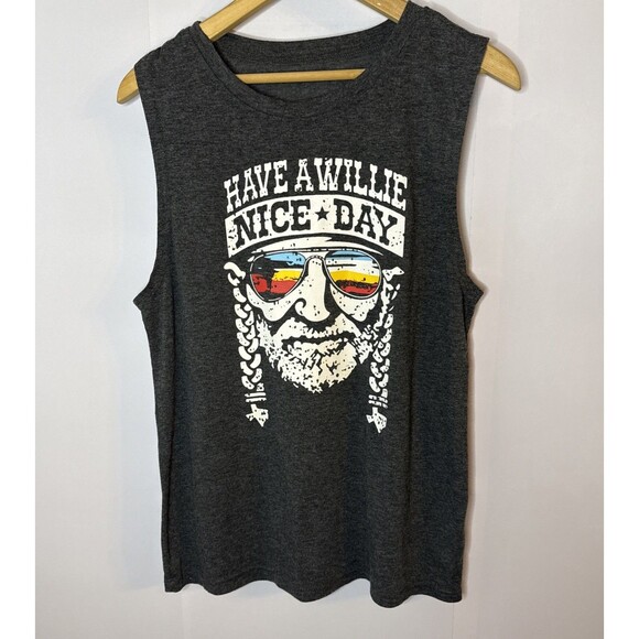 Willie Nelson Have A Willie Nice Day Soft‎ Tank Top Medium Casual Festival - Picture 1 of 5